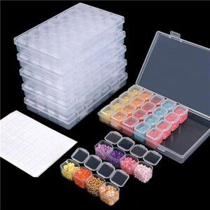 Slots 6pcs 28 Grids Diamond Painting Boxes Plastic Organizer, Bead Organizer